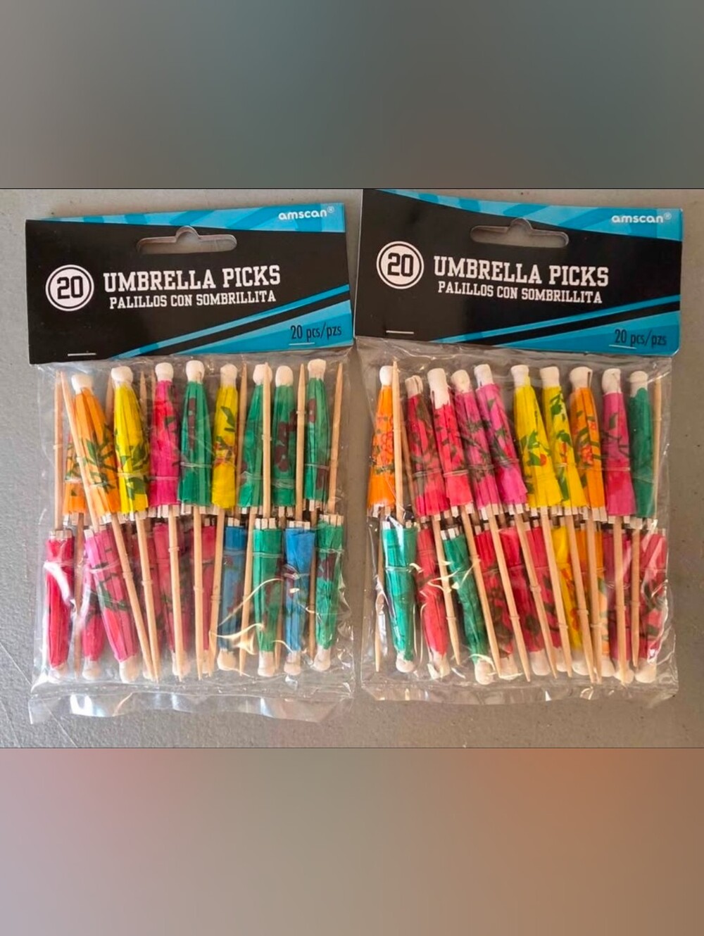 Amscan Assorted Tropical Drink Umbrella Picks in Pink, Green, Yellow, Blue